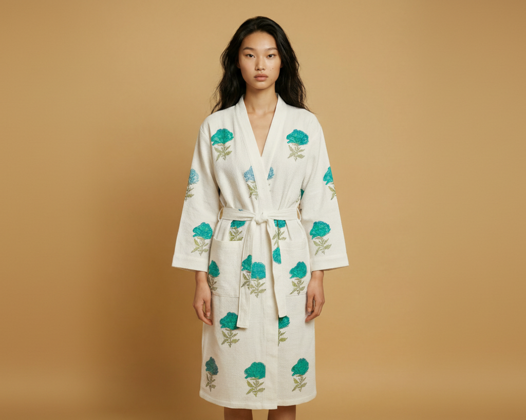 Champa - Luxury Block Print Cotton Kimono