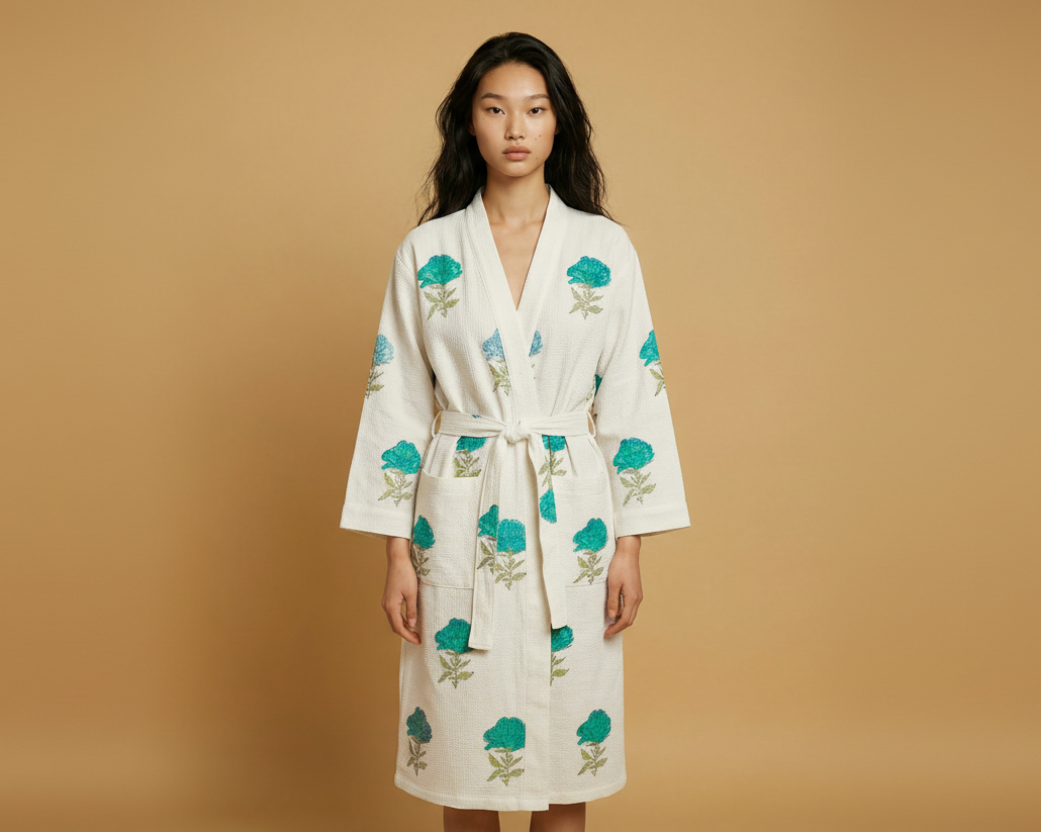 Champa - Luxury Block Print Cotton Kimono