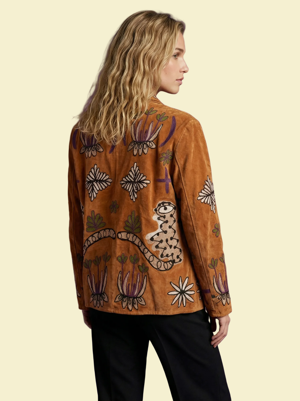 Leopard hand-embroidered velvet jacket