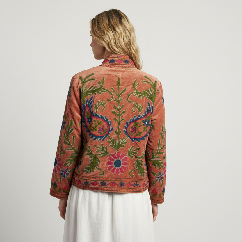 Champa hand-embroidered velvet jacket