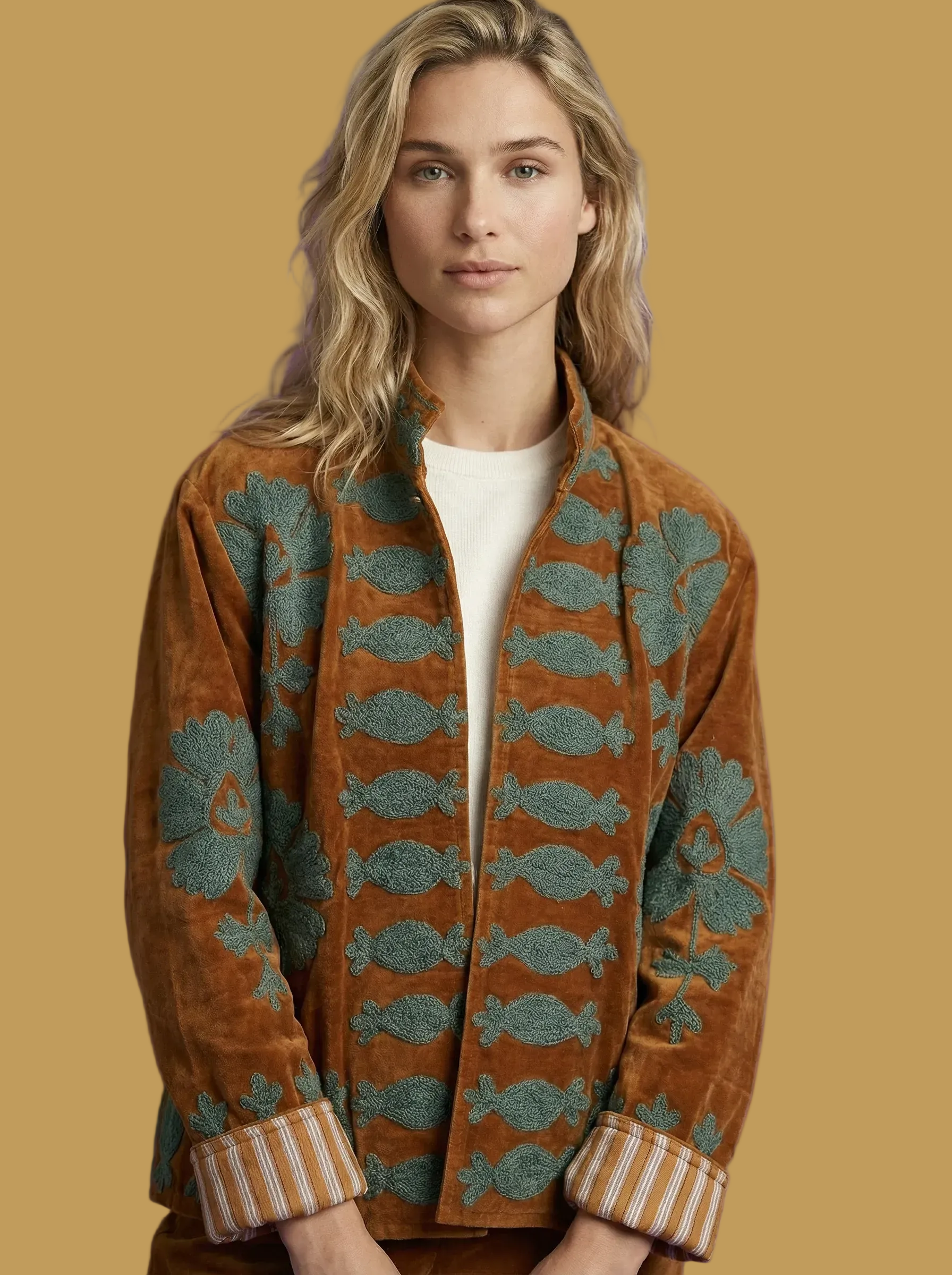 Candy hand-embroidered velvet jacket