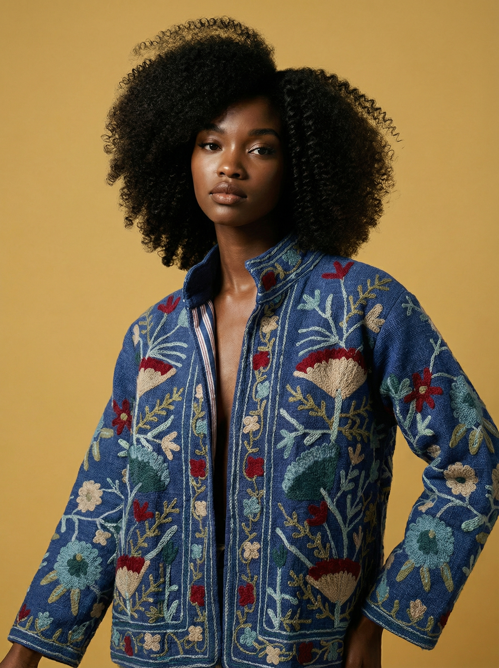 Phool hand-embroidered cotton jacket