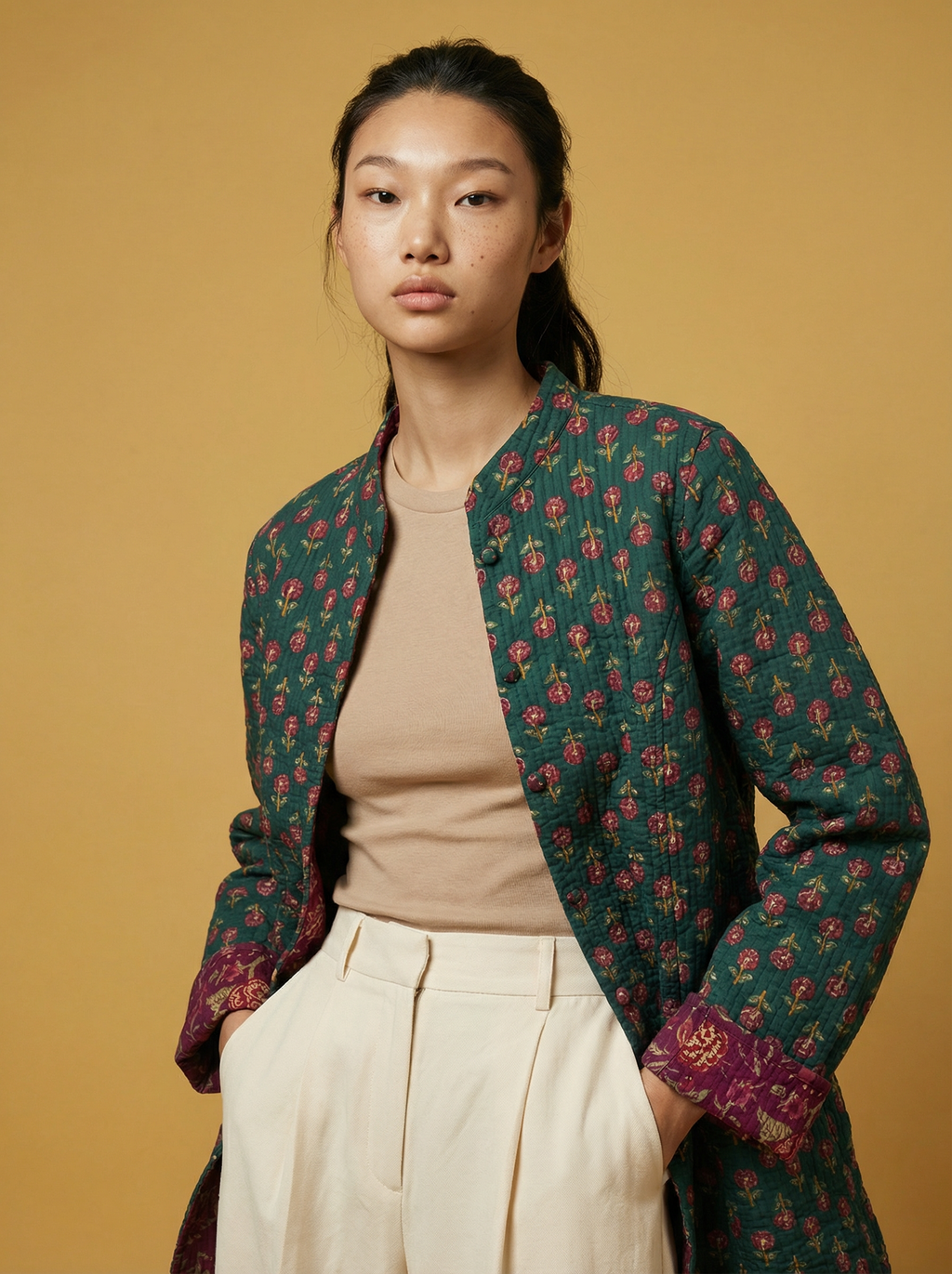 Bloom reversible cotton long jackets