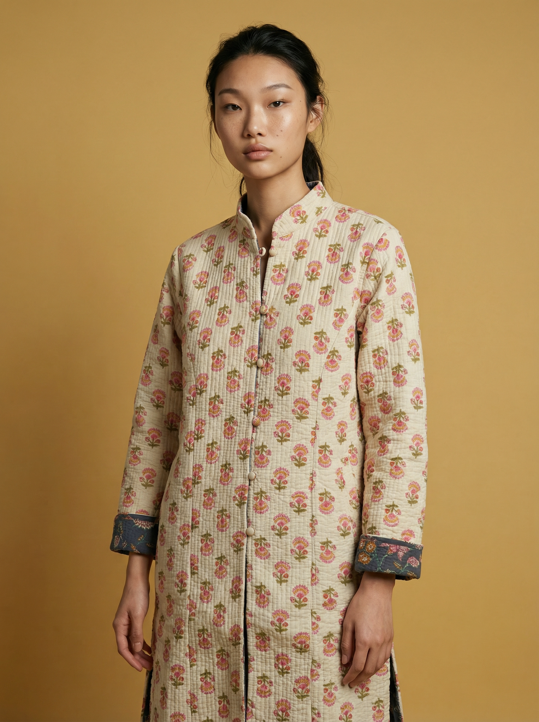 Pink Bloom reversible cotton long jackets