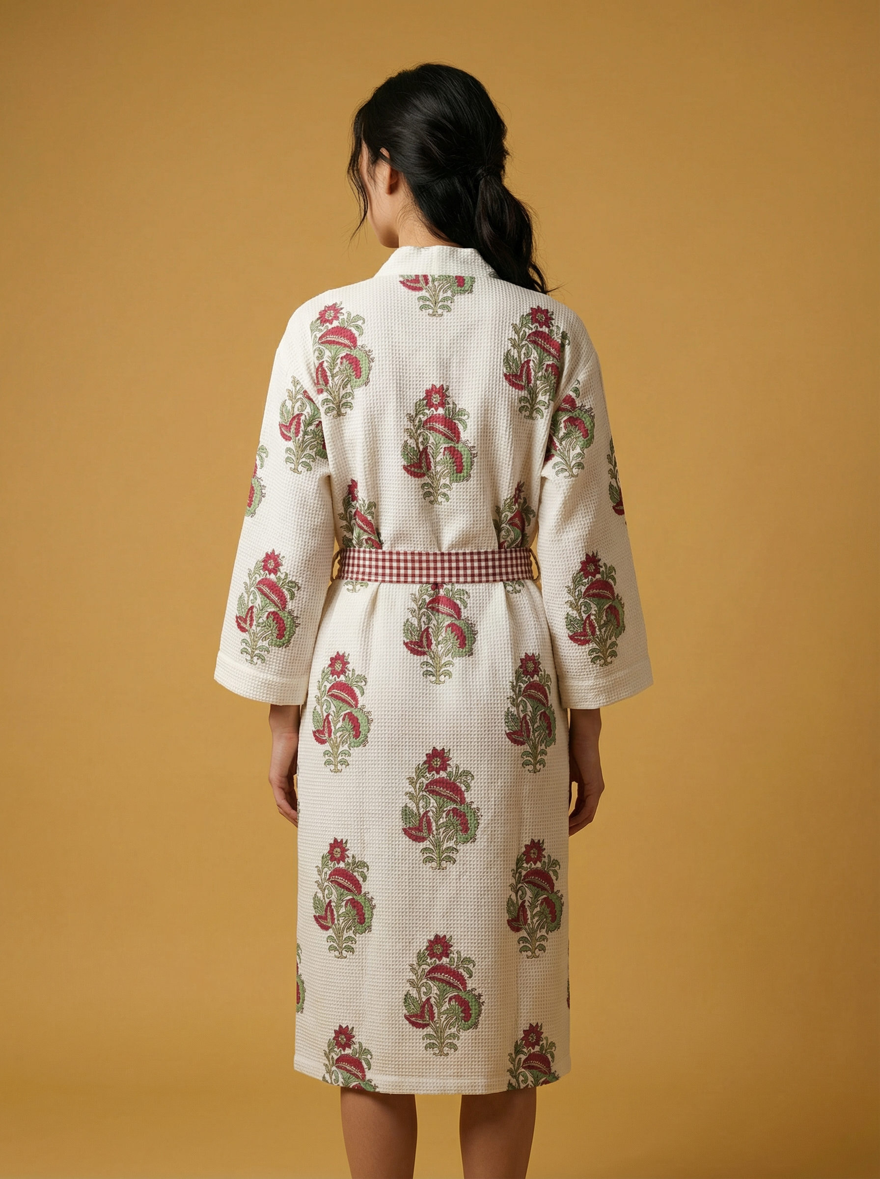 Luxury Block Print Robe - Lightweight Cotton Kimono
