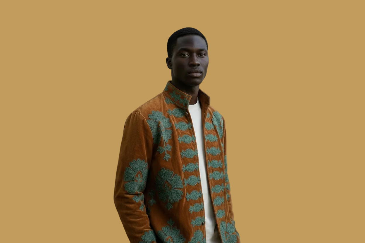 Candy hand-embroidered velvet jacket