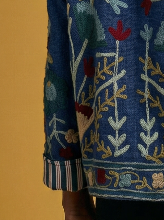 Phool hand-embroidered cotton jacket