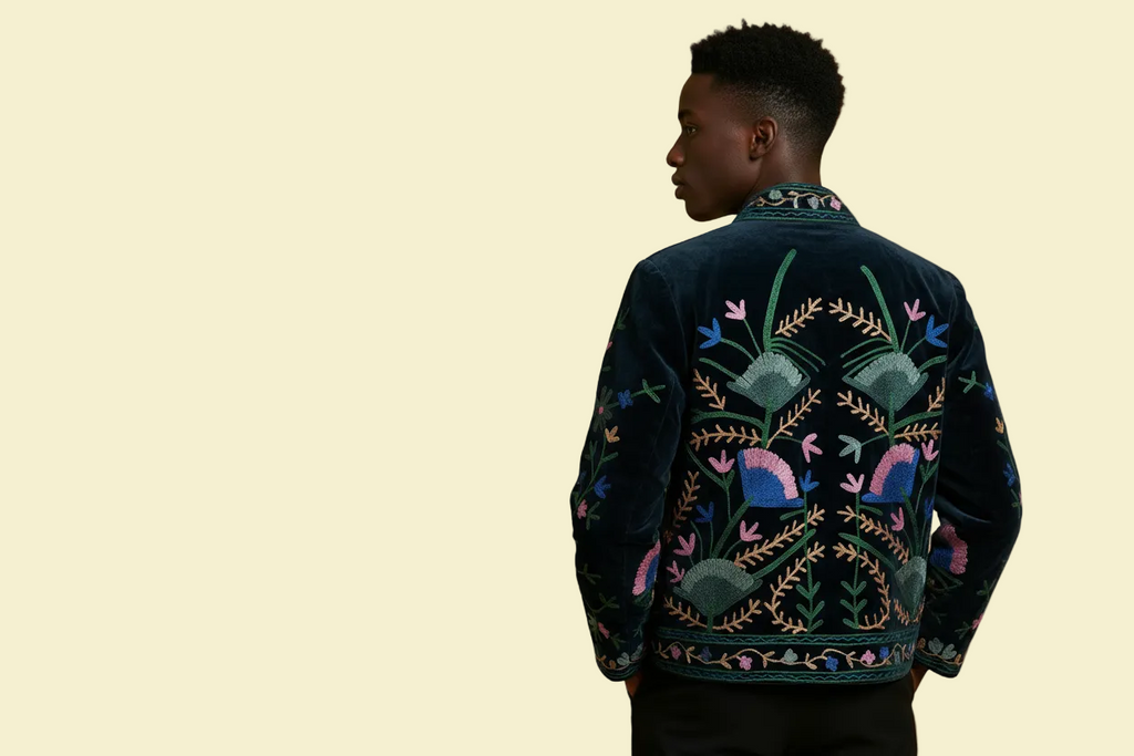 Hari hand-embroidered velvet jacket